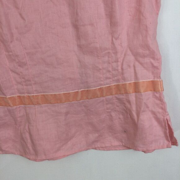 Richard Malcolm Irish Linen Sleeveless Crew Neck Button Up Blouse Top Pink Med - Picture 11 of 11
